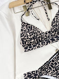 Halter String Leopard Two Piece Bikini Swimsuit Women Sexy Swimwear Female Bather Bathing Swimming Swim Suit Beachwear