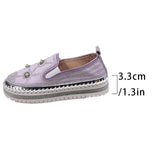 Pbong  Large Shiny Crystal Decor Casual Shoes Woman Plus Size Thick Sole Non Slip Flats Mujer Women's Light Comfort Platform Loafers