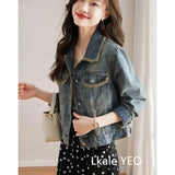New Spring Summer 2025 Loose Versatile Elegant Women's Denim Coat Casual Temperament Korean Version Female Cowboy Outwear