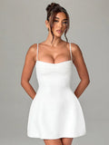 Spaghetti Strap Backless Sexy Mini Dress For Women Fashion Off-shoulder Sleeveless A-line Club Party Dress Elegant