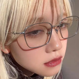 Vintage Rectangle Glasses Frame Women Metal Small Squre Shape Eyewear Clear Optical Eyeglasses Transparent Lens Spectacle Gafas