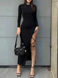 Casual Lace Up Asymmetrical Long Split Dress