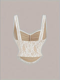 Dreamy Two-piece White Lace Women's Suit - Vest and Fish Tail Skirt