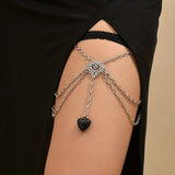 Gothic Multilayer Stretch Love Heart Leg Chain Hip Hop Style Body Chain Jewelry