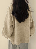 Cozy Womens Crew Neck Pullover Sweater - Relaxed Fit, Dramatic Drop Shoulder & Trendy Split - Soft Knit, Everyday Casual Style - Solid Color Wardrobe Staple