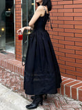 Neck Halter Backless A-line Mid-length Dress