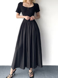 Black Loose A-Line Slim Long Dress