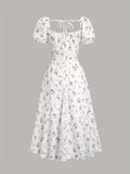 [Romantic | Fast Fashion] Romantic Small Floral Dress | European and American Fast Fashion | Sweet Date Play Front, Middle and Back Straps