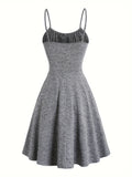 Stunning Ruched Tie Front Sling Dress - Elegant Cinched Waist, Pleated Cami Design, Solid Color, Flowy, Comfortable, Versatile, Perfect for Spring & Summer, Women's Clothing, Everyday Wear, Party Dress, Vacation Outfit