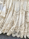 NEW Bohemian Style Vintage Knitted Dress for Women Loose Hollow Hook Flower Design Short Mid-Skirt