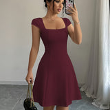 Solid Color Elegant Dress