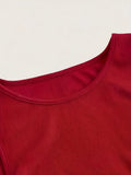 1pc Elegant Sleeveless A-Line Dress for Women, Solid Color Polyester Knit with Belt, Round Neck, Loose Fit - All Seasons Fashion