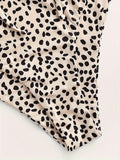 Women's Leopard Print Bikini Set - V-Wired, High Cut Two-Piece Swimsuit with Spaghetti Straps & Tie-Detail Waistband, Stretchy Polyester/Spandex Blend, Machine Washable - Perfect for Beach & Poolside, High Waisted Bikin