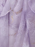[Misty Dress] Misty Blue-Gray Dress | Long Sleeves, Ruffled Hem, Butterfly Design And Golden Accents - Perfect for Early Autumn
