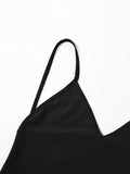 V Neck Spaghetti Strap Backless Dress - Seamless Solid Bodycon for Night Out - Fashionable Womens Clubbing Gown