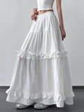 Elastic Waist Ruffle Maxi Skirt