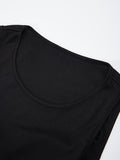 1pc Elegant Sleeveless A-Line Dress for Women, Solid Color Polyester Knit with Belt, Round Neck, Loose Fit - All Seasons Fashion