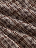 Vintage Beige Plaid Midi Dress for Women with Front Right Side Ruched Tie Detail - Sleeveless, Polyester, Machine Washable - Ideal for Spring/Summer/Fall