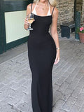 Casual Patched Sleeveless Halter Long Dress