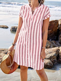 Chic Women's V-Neck Striped Dress
