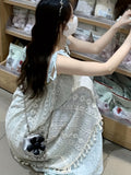 Chic Floral Chiffon Sundress for Women - Slimming Summer Beach Dress with Square Neckline, Machine Washable