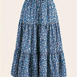 Bohemian Floral Print A-Line Skirt - Casual Vacation Style, Polyester, Non-Stretch, Hand Washable, Perfect for Spring/Summer