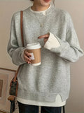 [2-in-1 Color Block Knitted Sweater] Plus Size 2-in-1 Color Block Knitted Sweater, Casual Long Sleeve Pullover Sweater For Fall & Winter, Women's Plus Size Clothing