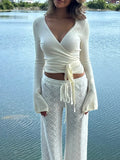 Surplice Long Sleeve Ruched Top