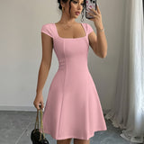 Solid Color Elegant Dress