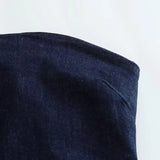 Denim Off Shoulder Zipper Long Dress