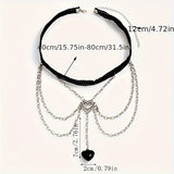 Gothic Multilayer Stretch Love Heart Leg Chain Hip Hop Style Body Chain Jewelry