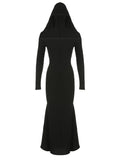Gothic Dark Slash Neck Hooded Dress