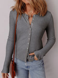 Ribbed Button-Up Cardigan