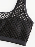 Women's Mesh Hollow Out High-Waisted Bikini 2 Piece Set, Beachwear, Swimwear, Black Color Swimsuit, Two-Piece Bathing Suit, Trendy Summer Outfit