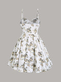 Romantic and elegant dress with cup print, suitable for dates and outings