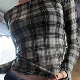 Stretchy Polyester Blend Crew Neck Long Sleeve Top - Elegant Striped Sheer Mesh - Machine Washable Women's Fashion