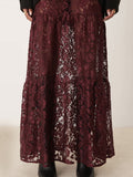 Women Summer Skirt Casual See-Through Lace Elastic A-Line Skirt for Beach Vacation Club Streetwear Aesthetic Clothes