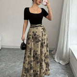 [Elegant Sleeveless] Women's Elegant Sleeveless Floral Print Maxi Dress | Occasion/Scene: Spring/Summer/Fall | Style: Elegant | Usage: Casual Attire