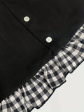 [Slim Contrast Plaid Button T-Shirt] Contrast Plaid Button Slim T-Shirt, Chic Long Sleeve T-Shirt For Spring & Fall, Women's Clothing