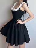 Gothic Flowers Spliced Straps Dress