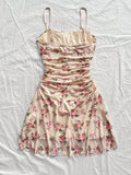 [Floral Mesh] Women's Dress | Summer Vacation | Blue And White Floral Mesh