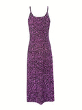 New Fashionable Holiday Style Leopard Print Butterfly Print Camisole Dress
