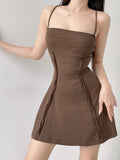 Knitted Stitched Short Backless A-Line Dress