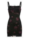 Floral Mesh Halter Sleeveless Dress