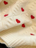 [Autumn Heart Pattern Pullover Sweater] Cozy Heart Pattern Pullover Round Neck Autumn And Winter Sweater, Fall Sweaters