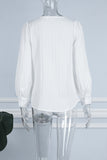 Pbong - White Casual Solid Patchwork V Neck Tops