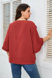 Plus Size Round Neck Frill Trim Blouse