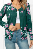 Floral Button Front Round Neck Cardigan