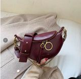 New Messenger Bag Women Hobos Letter Chains Single Shoulder Chest PU Leather Handbag Wide Straps Day Clutches Bolsas Femenina