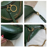 New Messenger Bag Women Hobos Letter Chains Single Shoulder Chest PU Leather Handbag Wide Straps Day Clutches Bolsas Femenina